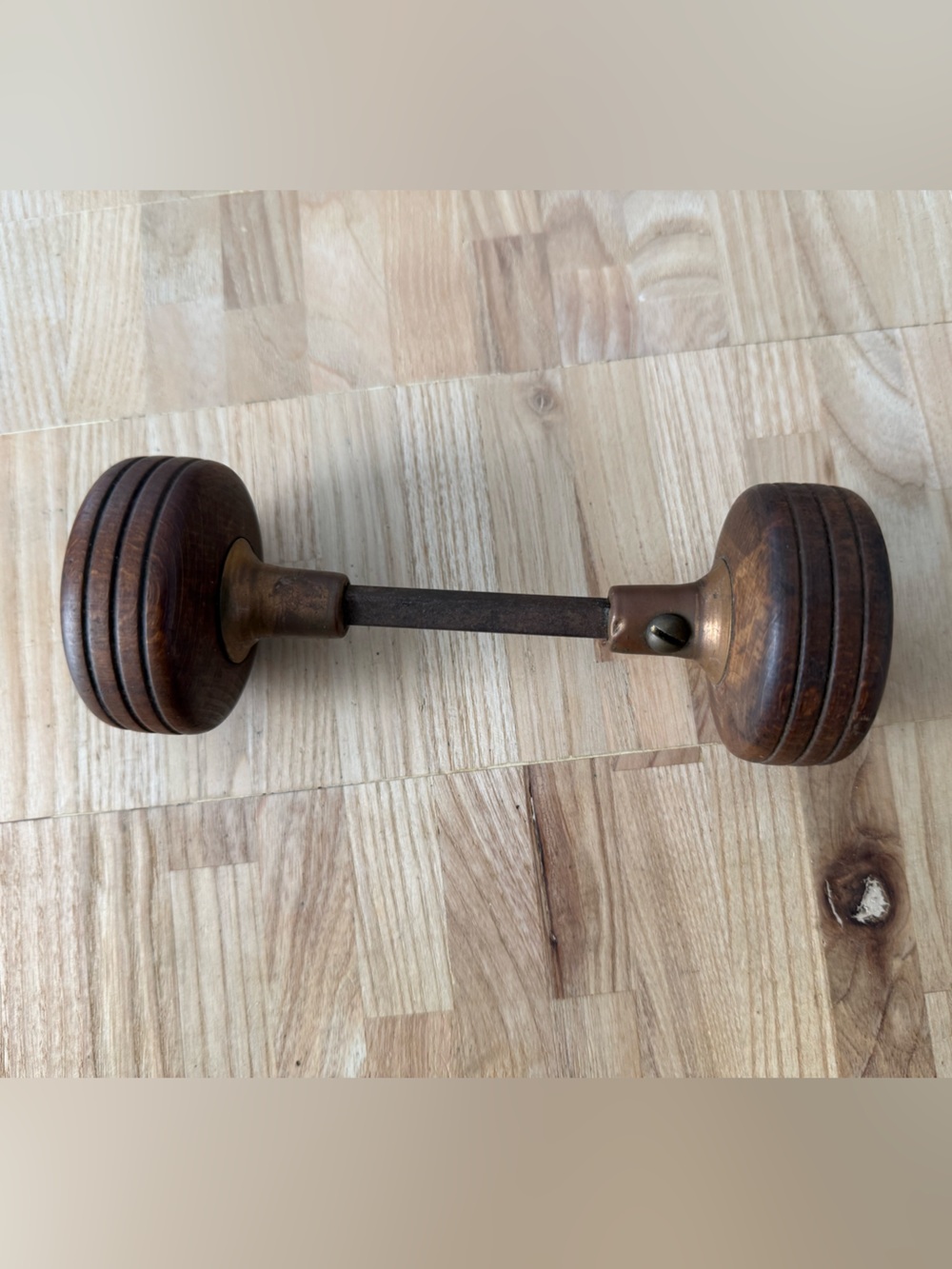 Antique Oak Door Knob Set Rare in Original Condition Stunning Handcrafted Wood